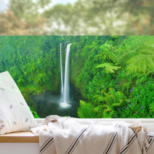 Fensterbilder Landschaft Paradiesischer Wasserfall