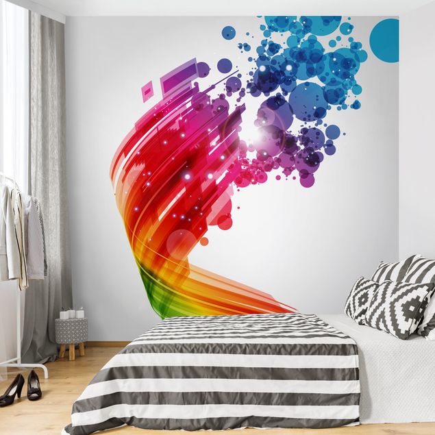Moderne Tapeten Rainbow Wave and Bubbles