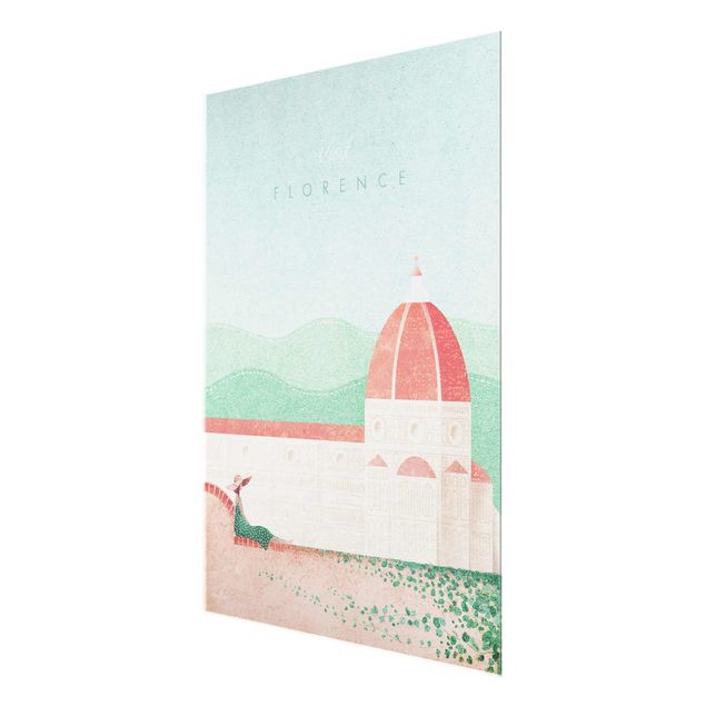 Glasbild - Reiseposter - Florence - Hochformat