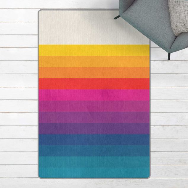 Moderne Teppiche Retro Regenbogen Streifen