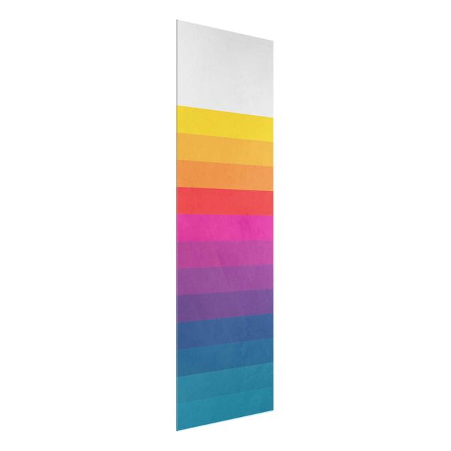 Glasbild - Retro Regenbogen Streifen - Hochformat