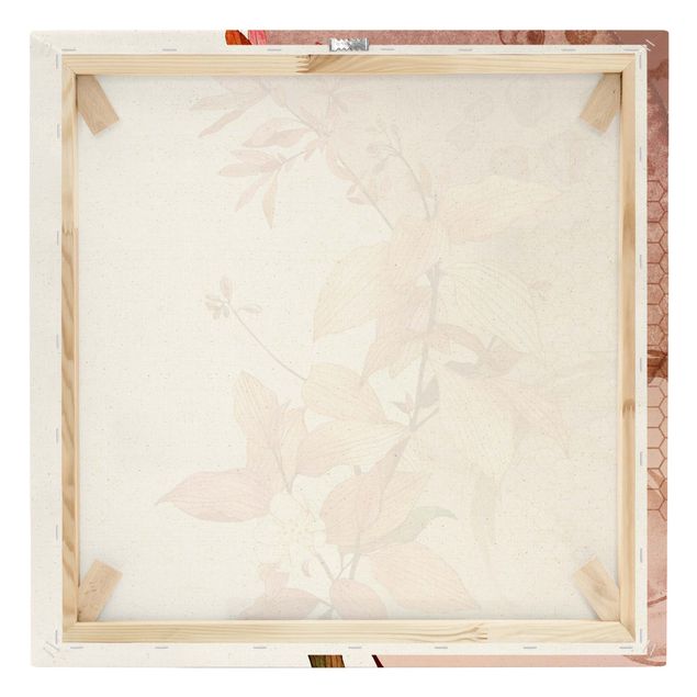 Leinwandbild Natur - Romantisches Blütenaquarell mit Textur - Quadrat 1:1