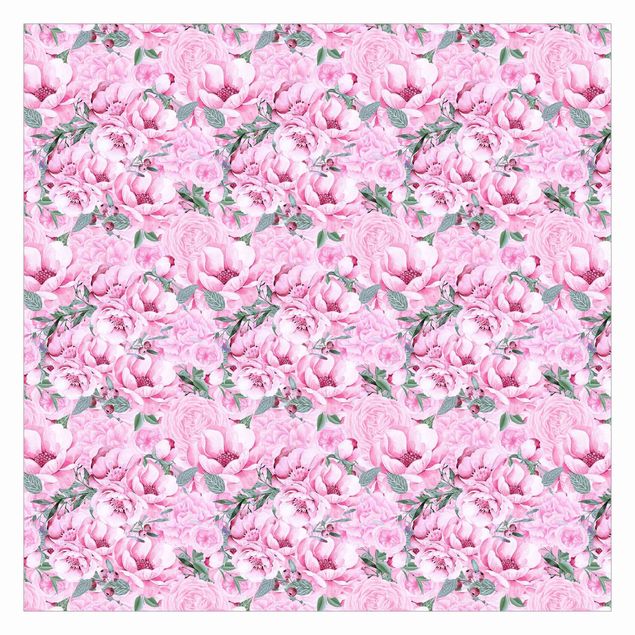 Tapeten Landhausstil Rosa Blütentraum Pastell Rosen in Aquarell