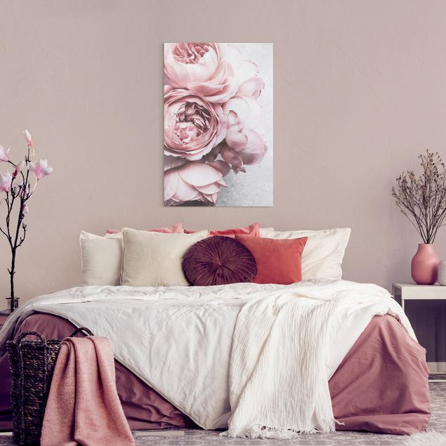 Wandbilder Rosen Rosa Pfingstrosenblüten Shabby Pastell