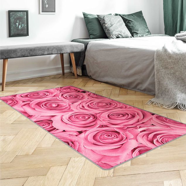 Pink Teppich Rosa Rosen