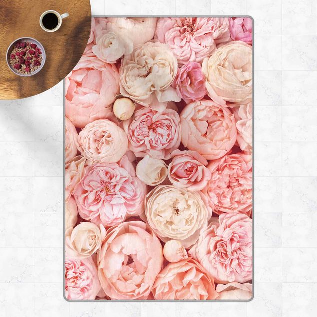 Teppich modern Rosen Rosé Koralle Shabby