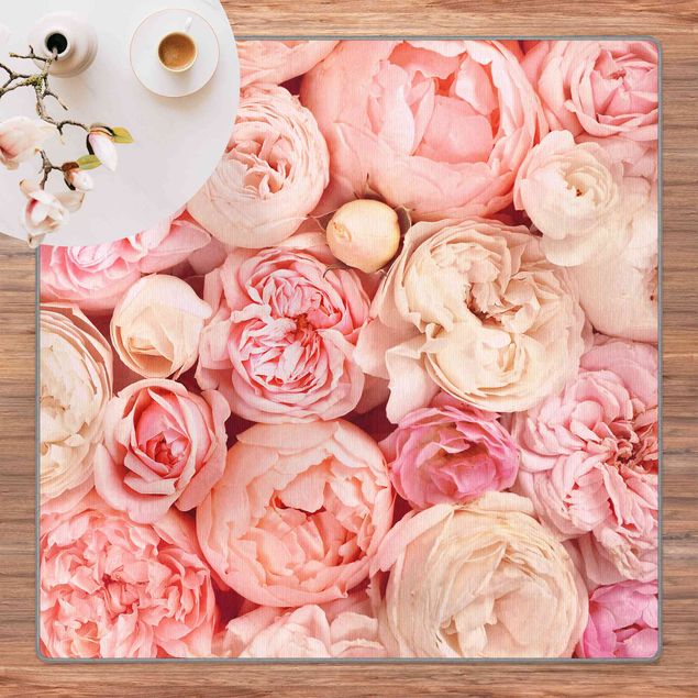 Teppich Blumen Rosen Rosé Koralle Shabby