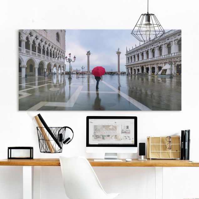Leinwandbilder XXL Roter Regenschirm in Venedig