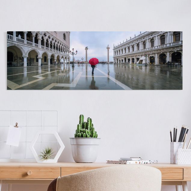 Wandbilder XXL Roter Regenschirm in Venedig