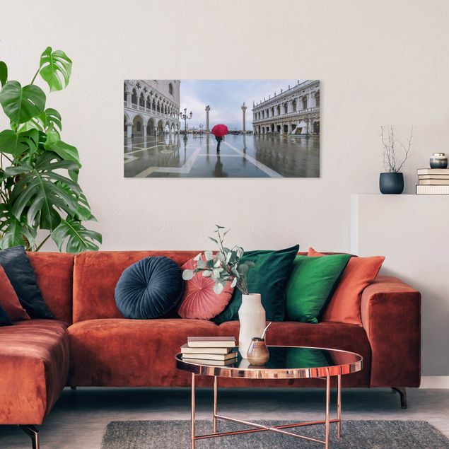 Wandbilder Italien Roter Regenschirm in Venedig