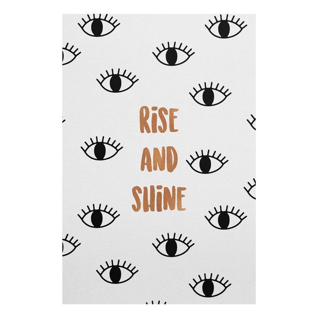 Glasbild - Schlafzimmer Zitat Rise & Shine - Hochformat