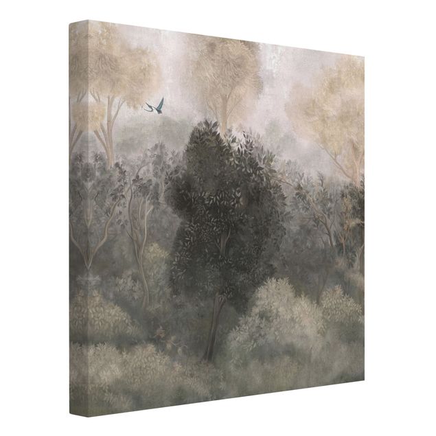 Wandbilder Wald Schwalben über Baumkronen