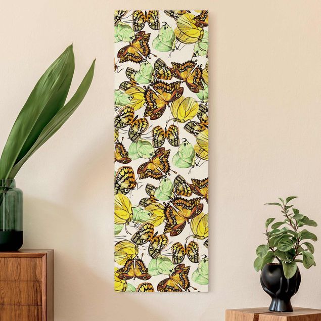 Leinwandbilder Schmetterling Schwarm von Gelben Schmetterlingen