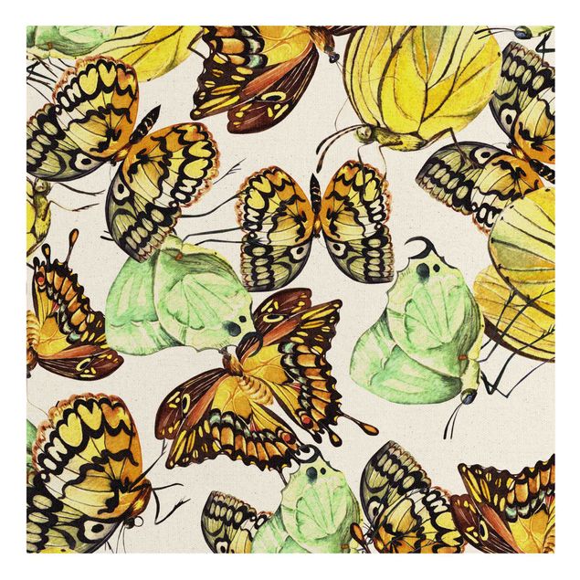 Wandbilder Tiere Schwarm von Gelben Schmetterlingen
