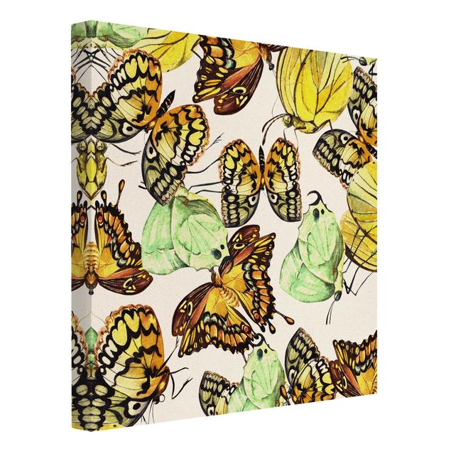 Leinwandbilder Muster Schwarm von Gelben Schmetterlingen