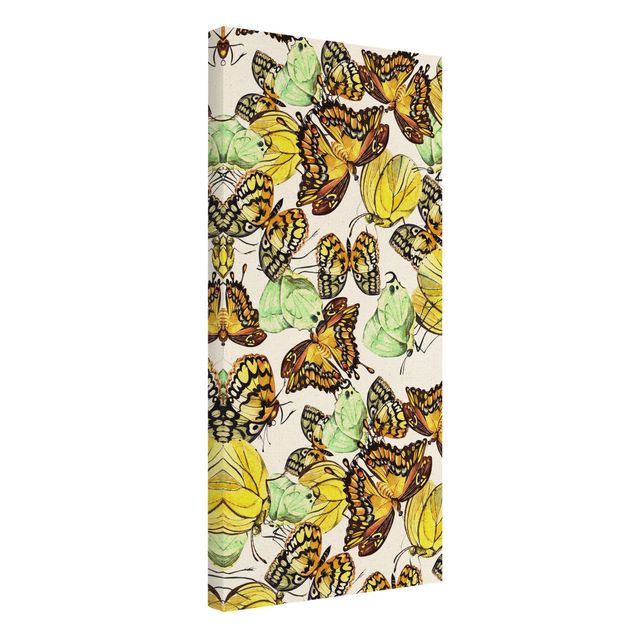 Wandbild Muster Schwarm von Gelben Schmetterlingen