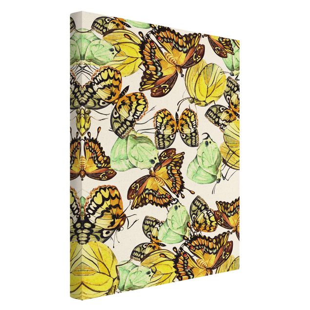 Wandbild Muster Schwarm von Gelben Schmetterlingen