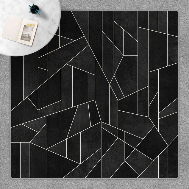 Moderner Teppich Schwarz Weiß Geometrie Aquarell