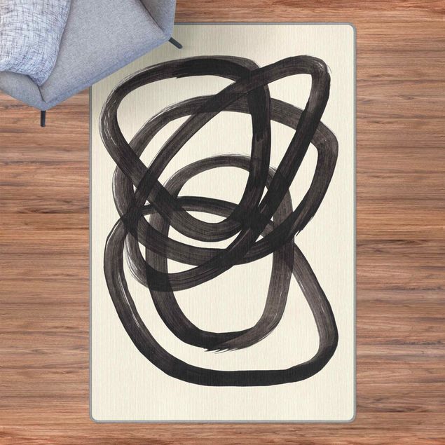 Teppich abstrakt Schwarze Spiralen