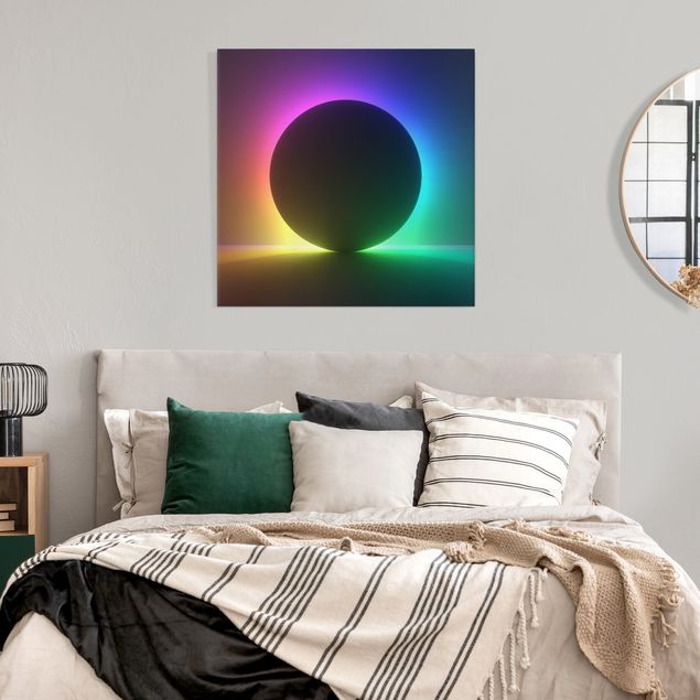 Leinwandbilder Wohnzimmer modern Schwarzer Kreis mit Neonlicht
