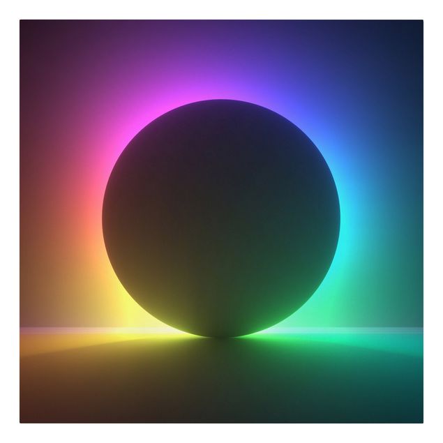 Leinwandbild - Schwarzer Kreis mit Neonlicht - Quadrat - 1:1