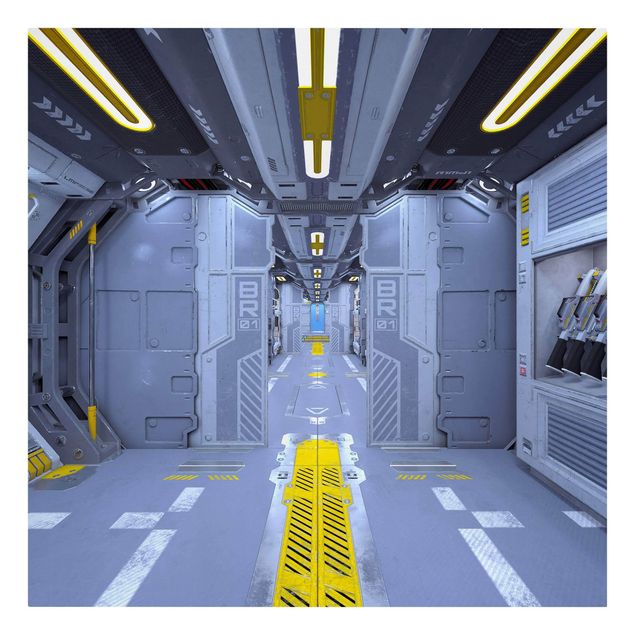 Leinwandbild - Sci-Fi Raumschiff Innenraum - Quadrat - 1:1
