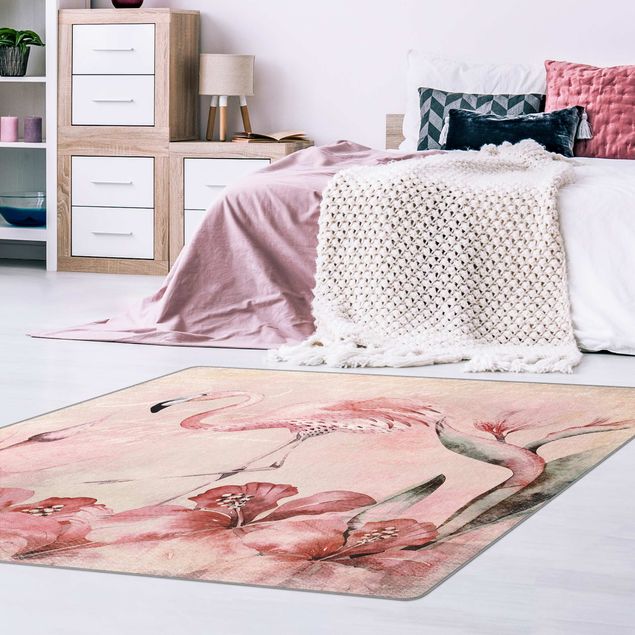 Teppich rosa Shabby Chic Collage - Flamingo
