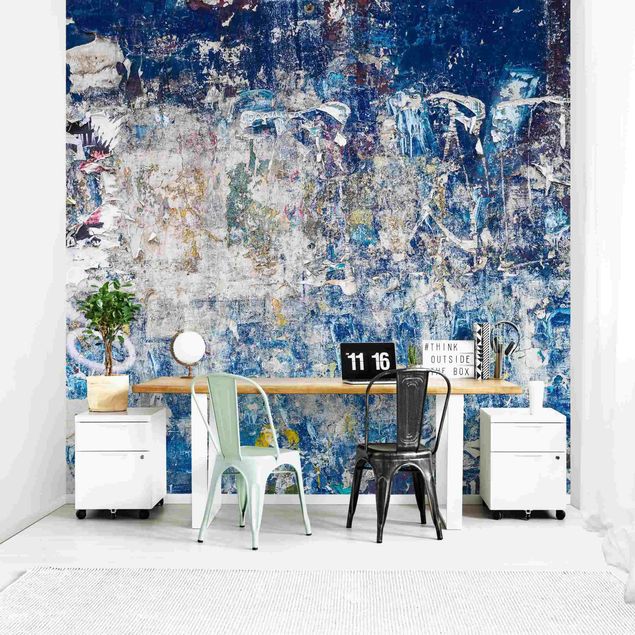 Fototapete abstrakt Shabby Wand in Blau