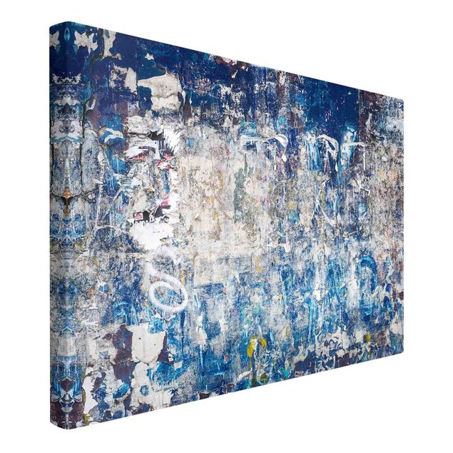 Leinwand Kunstdruck Shabby Wand in Blau