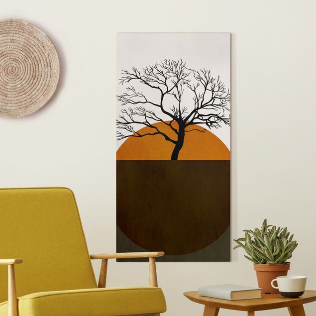 Leinwandbilder XXL Sonne mit Baum