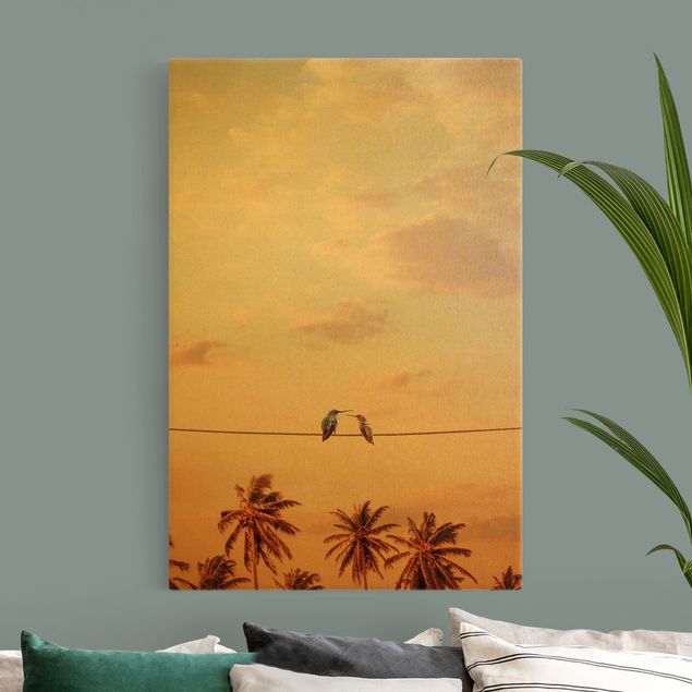 Wandbilder Sonnenuntergänge Sonnenuntergang mit Kolibris