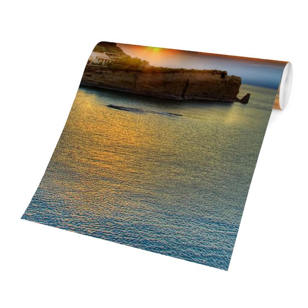 Tapete gelb Sonnenuntergang über Korfu
