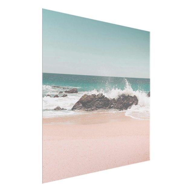 Glasbild - Sonniger Strand Mexico - Quadrat