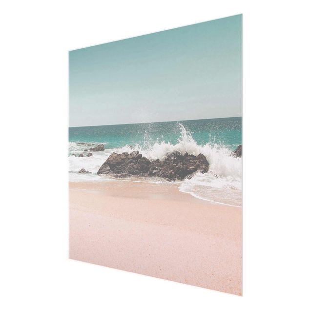 Glasbild - Sonniger Strand Mexico - Quadrat