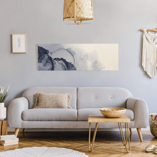 Wandbilder Wohnzimmer modern Spiel der Farben Blaue Tusche