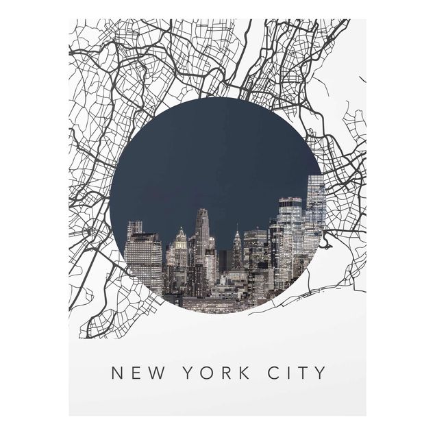 Schöne Wandbilder Stadtplan Collage New York City