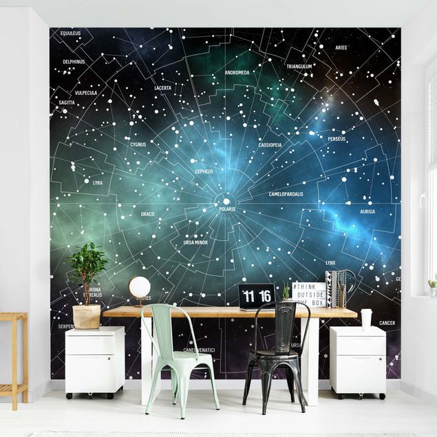 Fototapete Landschaft Sternbilder Karte Galaxienebel