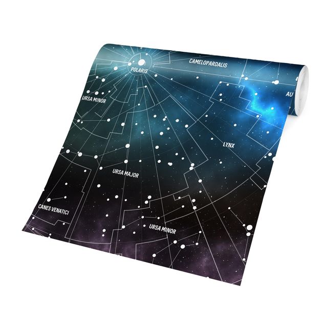 Wandtapete Design Sternbilder Karte Galaxienebel