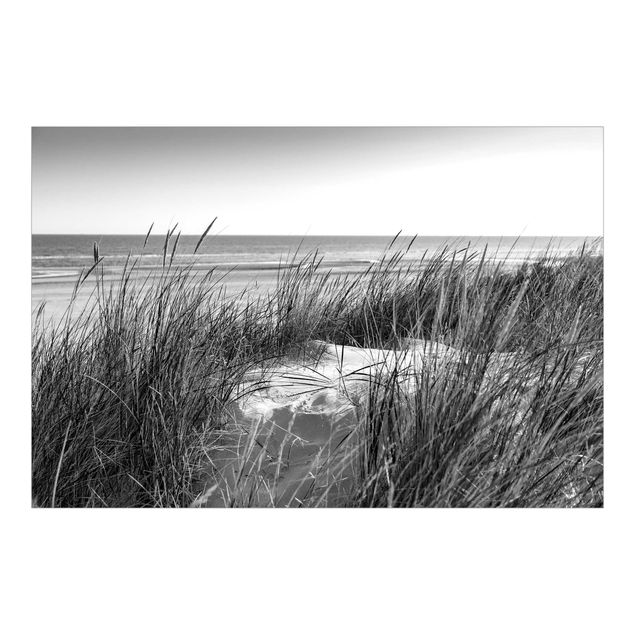 Tapeten weiß Stranddüne am Meer Schwarz-Weiß