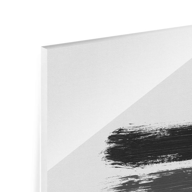 Glasbild - Streifen in Schwarz und Grau - Hochformat