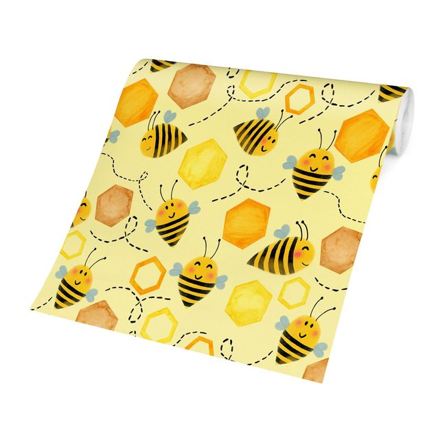 Tiertapete Süßer Honig mit Bienen Illustration