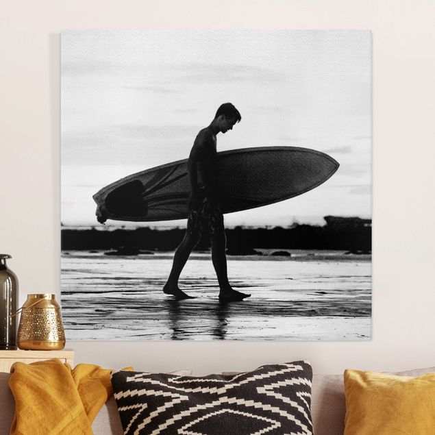 Leinwand Bilder XXL Surferboy im Schattenprofil