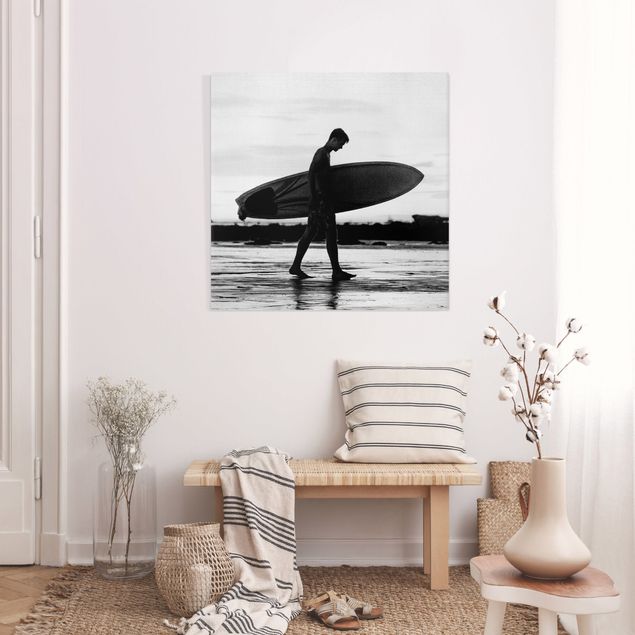 Leinwandbilder Landschaft Surferboy im Schattenprofil