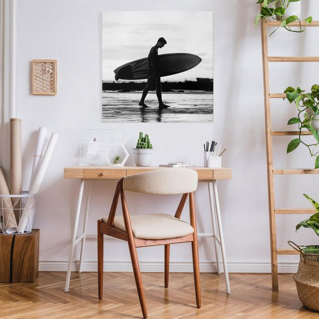 Leinwandbilder Strand Surferboy im Schattenprofil