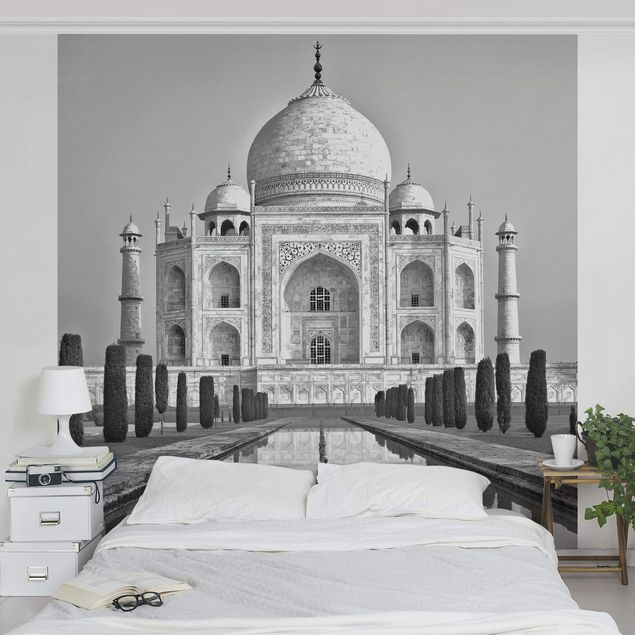 Fototapete grau Taj Mahal mit Garten
