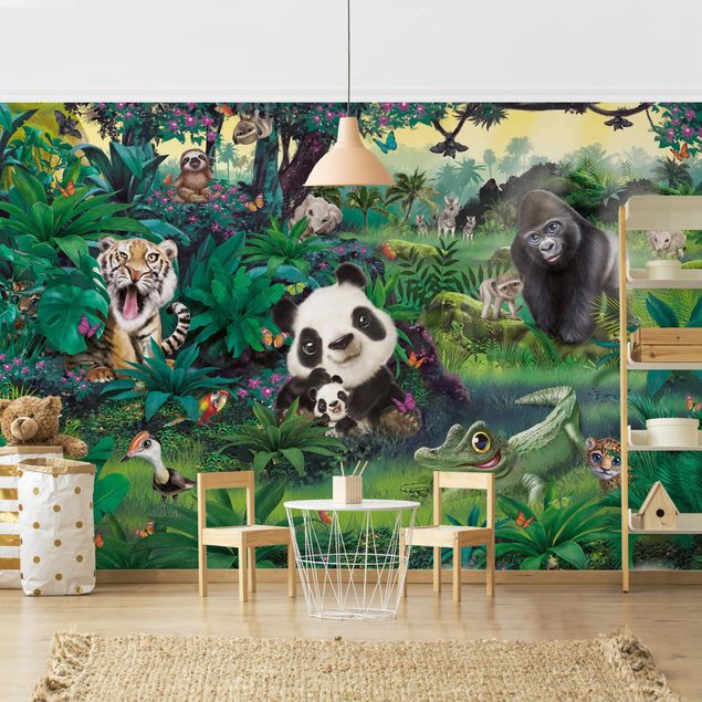 Wandtapete Tiere Dschungel mit Tieren