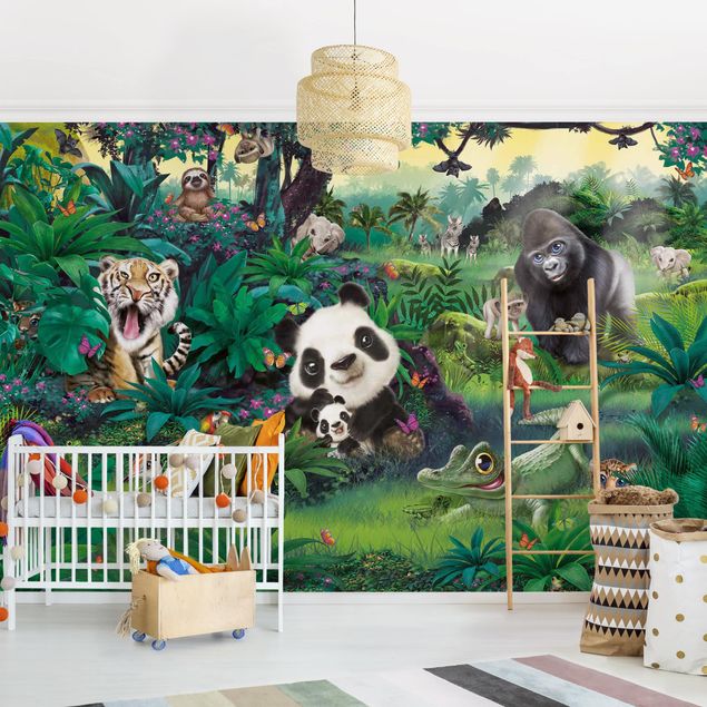 Kinderzimmertapete Tiere Dschungel mit Tieren