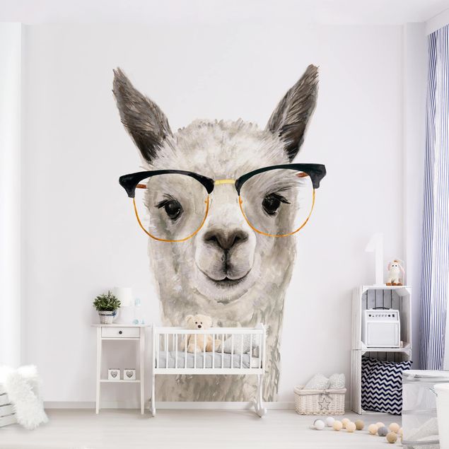 Kindertapete Tiere Hippes Lama mit Brille I