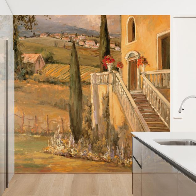 Moderne Tapeten Italienische Landschaft - Haustreppe