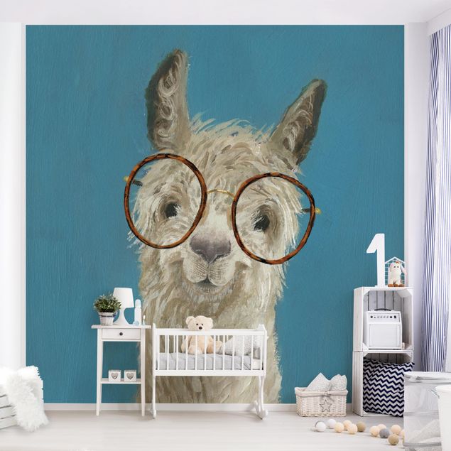 Kinderzimmertapete Tiere Lama mit Brille I